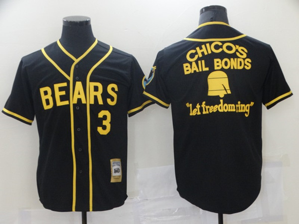 Men's Chico's bail bonds bad news bears #3 black Stitched Jersey - Click Image to Close